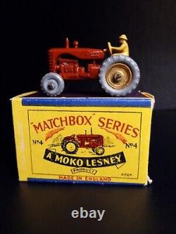 Matchbox Lesney #4B Massey Harris Tractor 1957 In Crisp Original B Type Box
