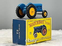 Moko Lesney Matchbox No72A Fordson Tractor, 1959, YELLOW WHEELS N, Mint in D2 Box