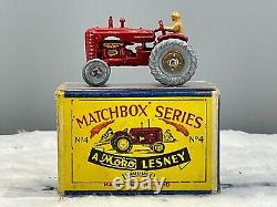 Moko Matchbox No. 4 A Massey Harris Tractor 1950's Mint, In SCRIPT BOXN. O. S