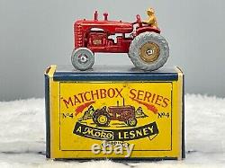 Moko Matchbox No. 4 A Massey Harris Tractor 1950's Mint, In SCRIPT BOXN. O. S