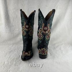 Old Gringo Floral Horseshoe Embroidered Womens Cowboy Boots Size 6.5B Rare