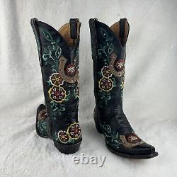 Old Gringo Floral Horseshoe Embroidered Womens Cowboy Boots Size 6.5B Rare