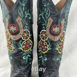 Old Gringo Floral Horseshoe Embroidered Womens Cowboy Boots Size 6.5B Rare