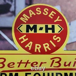 Old Vintage Massey Harris Tractor Porcelain Farming Farm Sign Sales Service