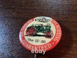 Rare Antique Rumely Oil Pull Tractor Advertising Pinback Pin Button 12-20 Farm