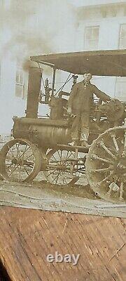 Rare RPPC Early Steam or Gas Engine Tractor Farming Vintage Real Photo Postcard