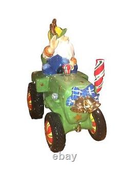 Rare santa on tractor pulling trailer with farm animals & chicken coupe