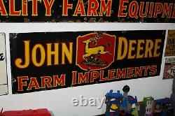 Scarce 1920's 2x6 John Deere Farm Implement Porcelain Dealer Sign Tractor Barn