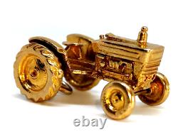 Solid 9ct 9 Carat Gold Tractor Charm Fob Pendant Heavy Agriculture Farming