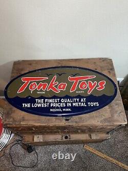 Tonka toys dump truck gas oil farm tractor embossed metal sign