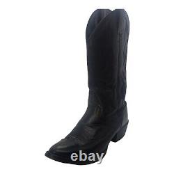 US 8 Justin Black Embroidered Leather Cowboy Boots Western Style 2553 Pull On
