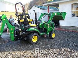 Used 4x4 John Deere 1025R Tractor Loader Backhoe Mower Diesel