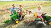 Using Kids Tractors To Clean Hay From Barn And Fields Tractors For Kids