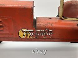 VINTAGE 50's TRU-MATIC PRESSED STEEL FARM TOY TRACTOR PUMP RIDE-ON PEDAL TRACTOR