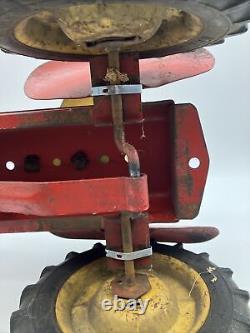 VINTAGE 50's TRU-MATIC PRESSED STEEL FARM TOY TRACTOR PUMP RIDE-ON PEDAL TRACTOR