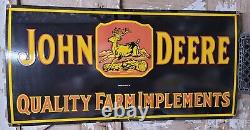 VINTAGE JOHN DEERE PORCELAIN SIGN 1934 FARMING TRACTOR FARM EQUIPMENT SALES 4ft