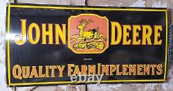 VINTAGE JOHN DEERE PORCELAIN SIGN 1934 FARMING TRACTOR FARM EQUIPMENT SALES 4ft