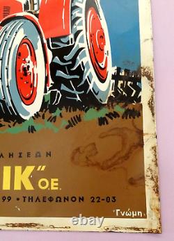 VTG ZETOR TRACTORS CZECHOSLOVAKIA BIG TIN METAL FARMING ADVERTISING SIGN 1950's