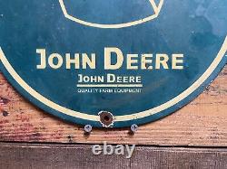 Vintage 12 John Deere Porcelain Sign Gas Station & Oil Farming Tractor Supply