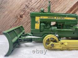 Vintage 1950s Ertl Eska John Deere Farm Tractor Crawler With Push Blade