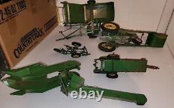 Vintage 1950s Eska Co. Diecast John Deere tractor and implement set