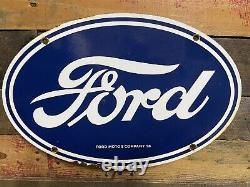Vintage 1958 Ford Tractor Porcelain Sign Farm Equipment Gas Automobile Truck Car