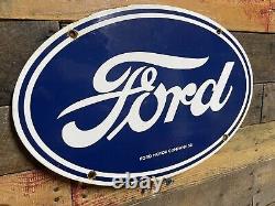 Vintage 1958 Ford Tractor Porcelain Sign Farm Equipment Gas Automobile Truck Car