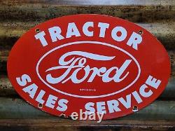 Vintage 1959 Ford Porcelain Sign Farming Tractor Dealer Sales Equipment Service