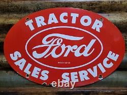 Vintage 1959 Ford Porcelain Sign Farming Tractor Dealer Sales Equipment Service