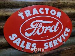 Vintage 1959 Ford Porcelain Sign Farming Tractor Dealer Sales Equipment Service