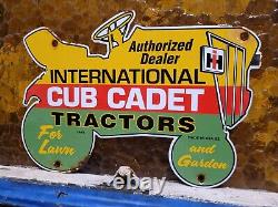 Vintage 1965 International Harvester Porcelain Sign Cub Cadet Tractor Farming