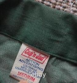 Vintage 1970s denim shirt JOHN DEERE work jean M green USA made TRACTOR farm