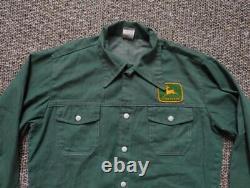 Vintage 1970s denim shirt JOHN DEERE work jean M green USA made TRACTOR farm