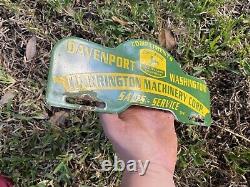 Vintage 51 John Deere Porcelain Sign Machinery Gas Oil Farm Tractor Plate Topper