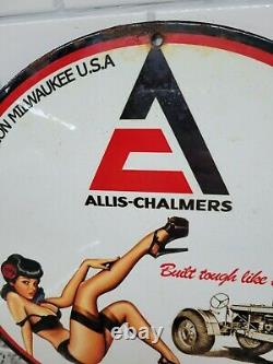 Vintage Allis Chalmers Porcelain Sign Farming Tractor Agriculture Machinery Gas