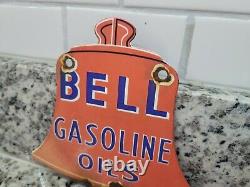 Vintage Bell Porcelain Sign Gasoline Oil Gas Station Service Garage Tractor Farm