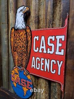 Vintage Case Agency Porcelain Flange Sign Farming Tractor Dealer Eagle Service