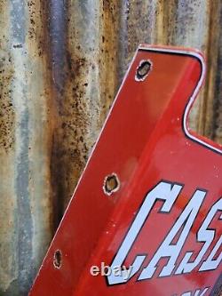 Vintage Case Agency Porcelain Flange Sign Farming Tractor Dealer Eagle Service