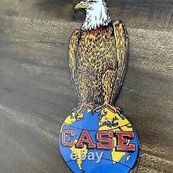 Vintage Case Eagle Porcelain Metal Farm Implements Gas Oil 10 Tractor Ad Sign