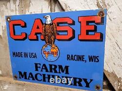 Vintage Case Porcelain Sign Farm Machinery Tractor Eagle Gas Oil Sales Dealer