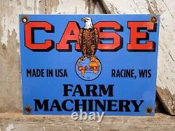 Vintage Case Porcelain Sign Farm Machinery Tractor Gas Oil Service Sales Dealer