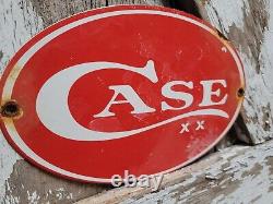 Vintage Case Porcelain Sign Knife Tractor Knive Oil Gas Sporting Goods Farm Barn