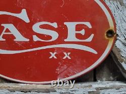 Vintage Case Porcelain Sign Knife Tractor Knive Oil Gas Sporting Goods Farm Barn