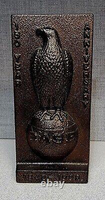 Vintage Case Tractor Farm Bronze Cast Iron Plaque Sign Embossed Eagle on Globe