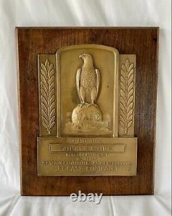 Vintage Case Tractor Farm Bronze Service Award Plaque, Eagle on Globe