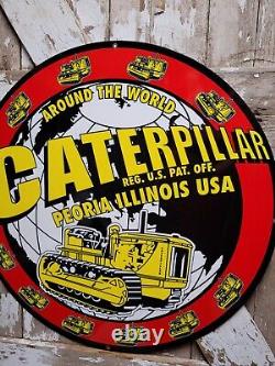 Vintage Caterpillar Porcelain Sign 30 Tractor Dealer Farming Gas Oil Service