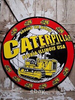 Vintage Caterpillar Porcelain Sign 30 Tractor Dealer Farming Gas Oil Service