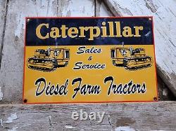 Vintage Caterpillar Porcelain Sign Intl Harvester Farm Tractor Equipment Gas
