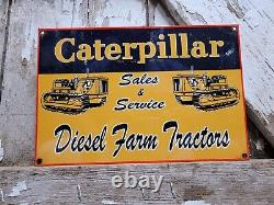Vintage Caterpillar Porcelain Sign Intl Harvester Farm Tractor Equipment Gas
