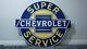 Vintage Chevrolet Super Service Chevy Porcelain Metal Dealership 20 Bowtie Sign